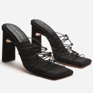 GOOD AMERICAN Womens Shoes Neoprene Strappy Sandal Sz 8 Black Dress Vacation New